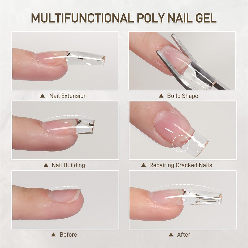 GAOY Ultra-Clear Crystal Poly Gel 60g – Clear Nail Extension Builder for Home & Salon