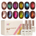 GAOY Aurora Shift Cat Eye Gel Nail Polish Set with Magnet – 6 Holographic Glitter Shades, Built-in Deep Base