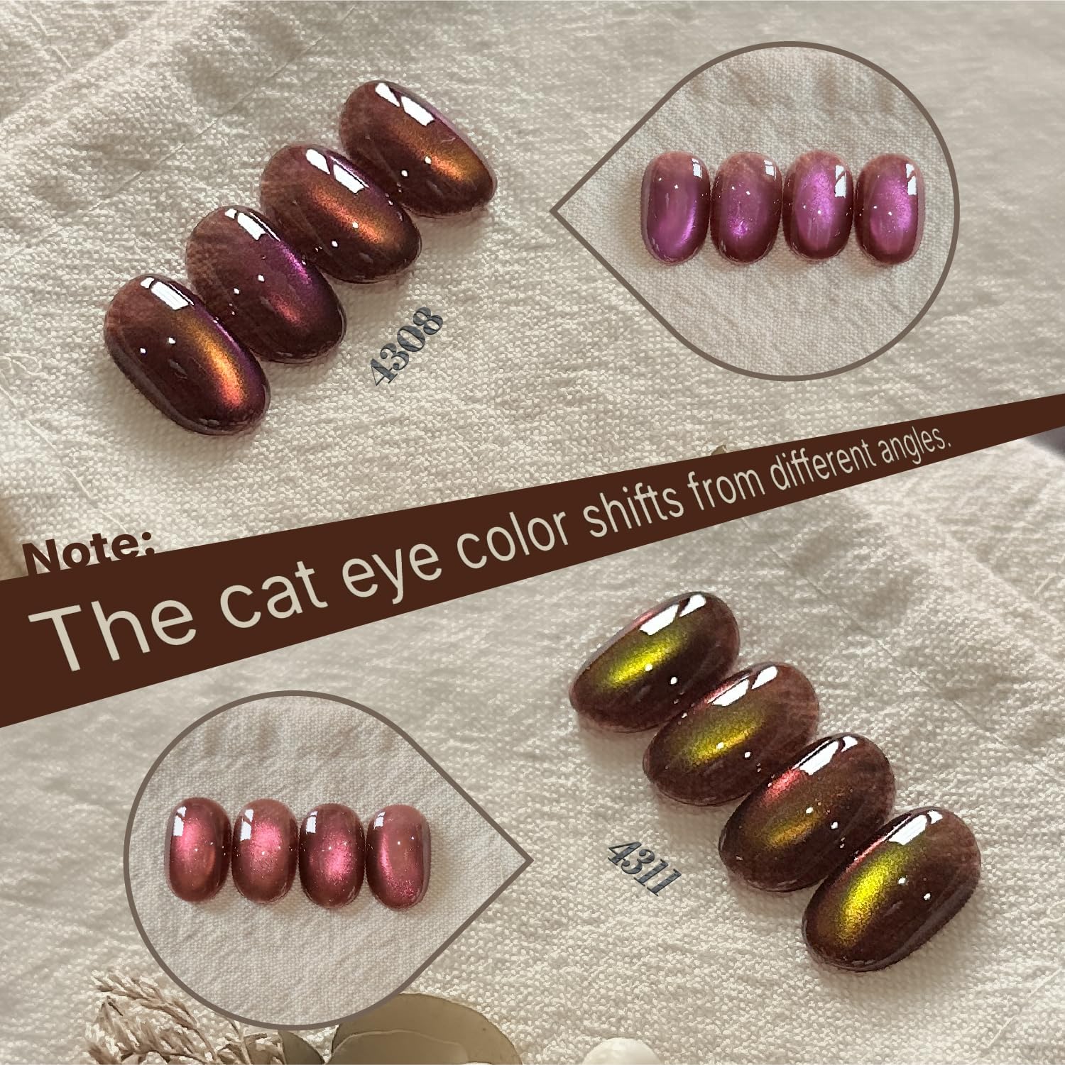 GAOY Aurora Shift Cat Eye Gel Nail Polish Set with Magnet – 6 Holographic Glitter Shades, Built-in Deep Base
