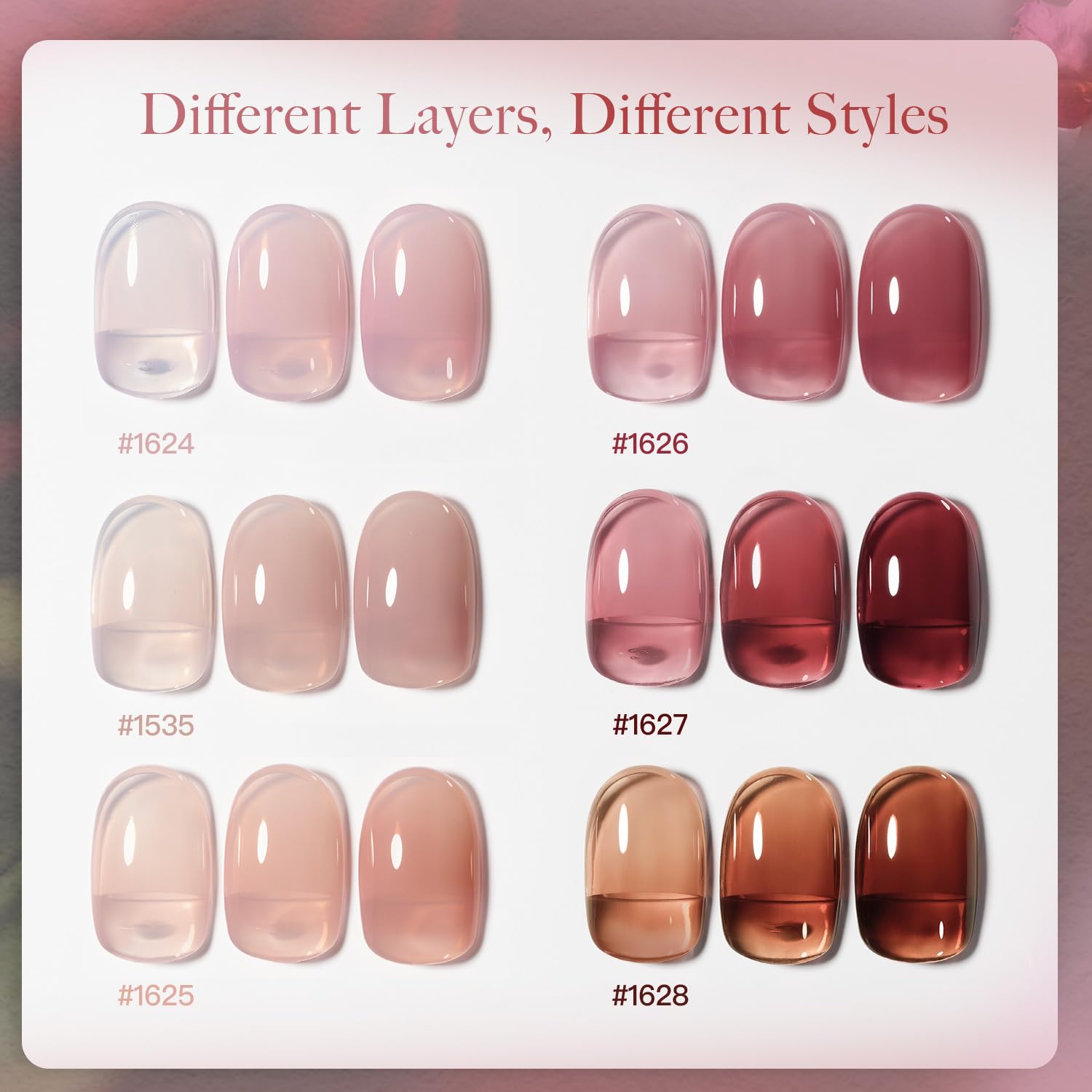 GAOY Gel Nail Polish Kit with UV Light for Beginners – 6 Colors Rose Garden
