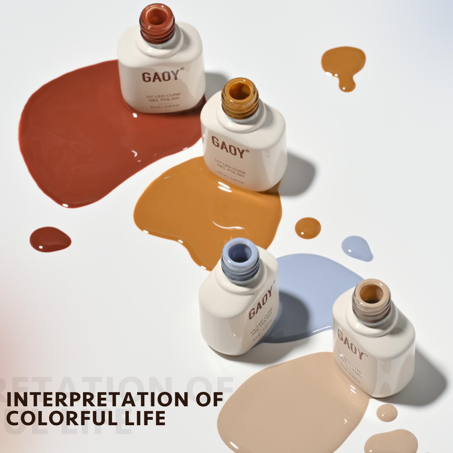 GAOY 23-Pcs Gel Nail Polish Kit – White, Blue & Brown Colors with Glossy & Matte Top Coats + Base Coat