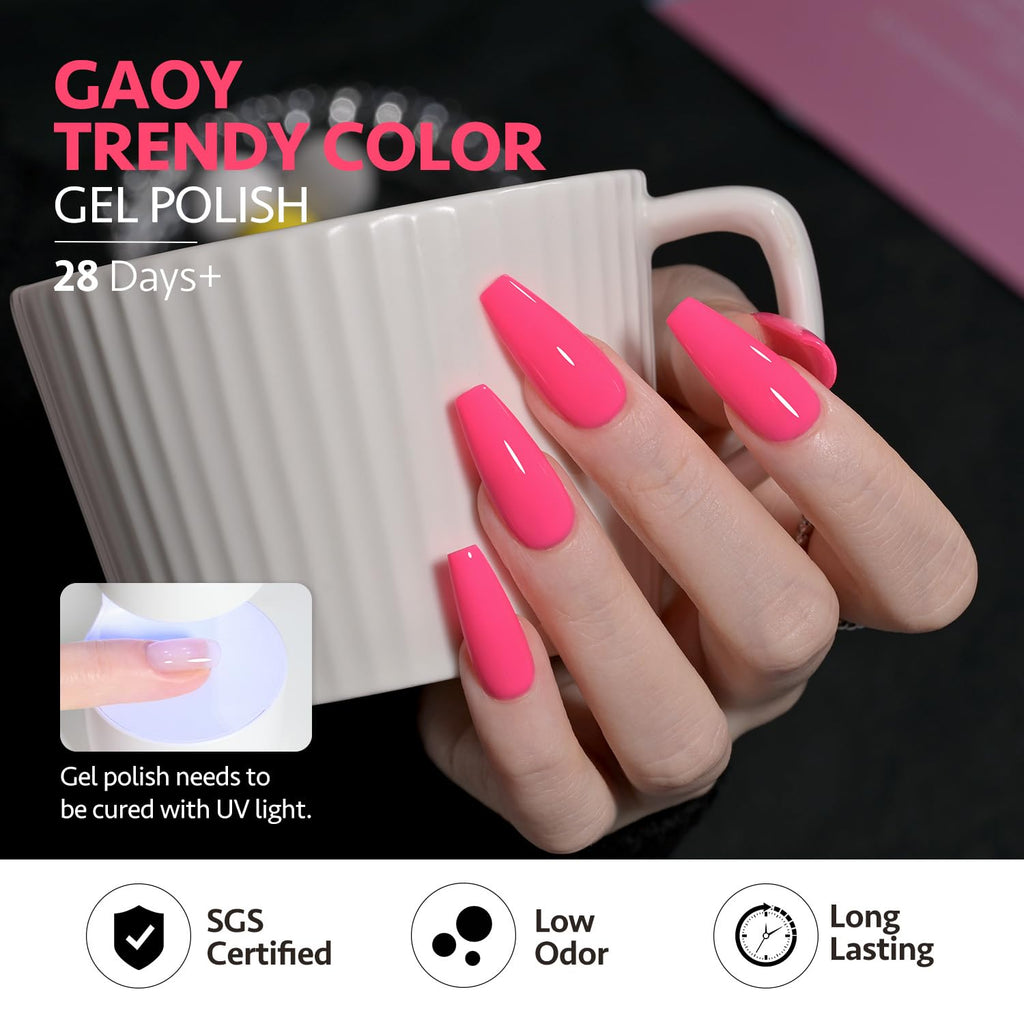 GAOY 23 Pcs Gel Nail Polish Kit — Neon Rainbow UV Colors + Glossy & Matte Top & Base Coats
