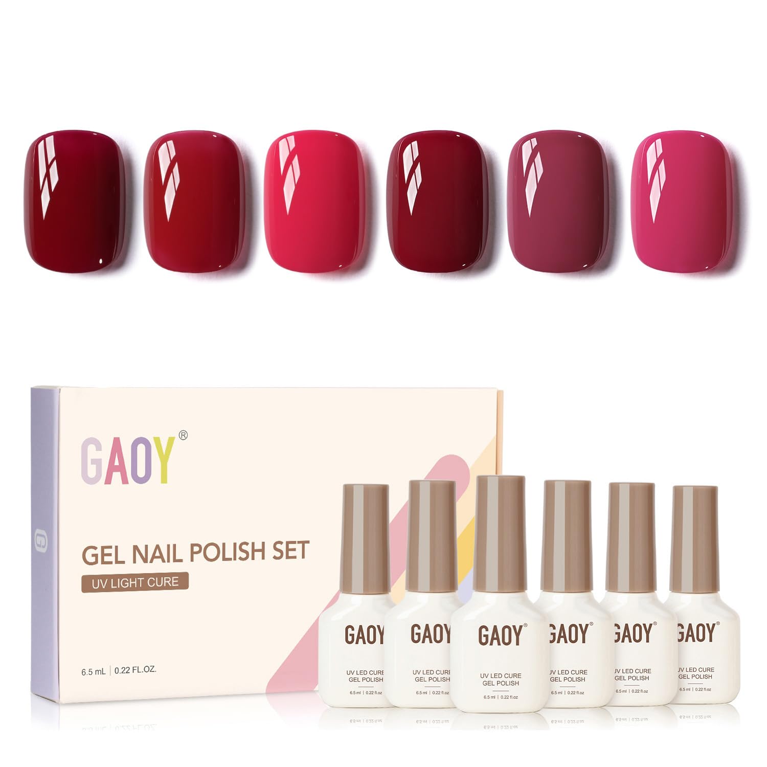 GAOY Berry Collection Gel Nail Polish Kit — 6-Color Gel Set for Home Manicure