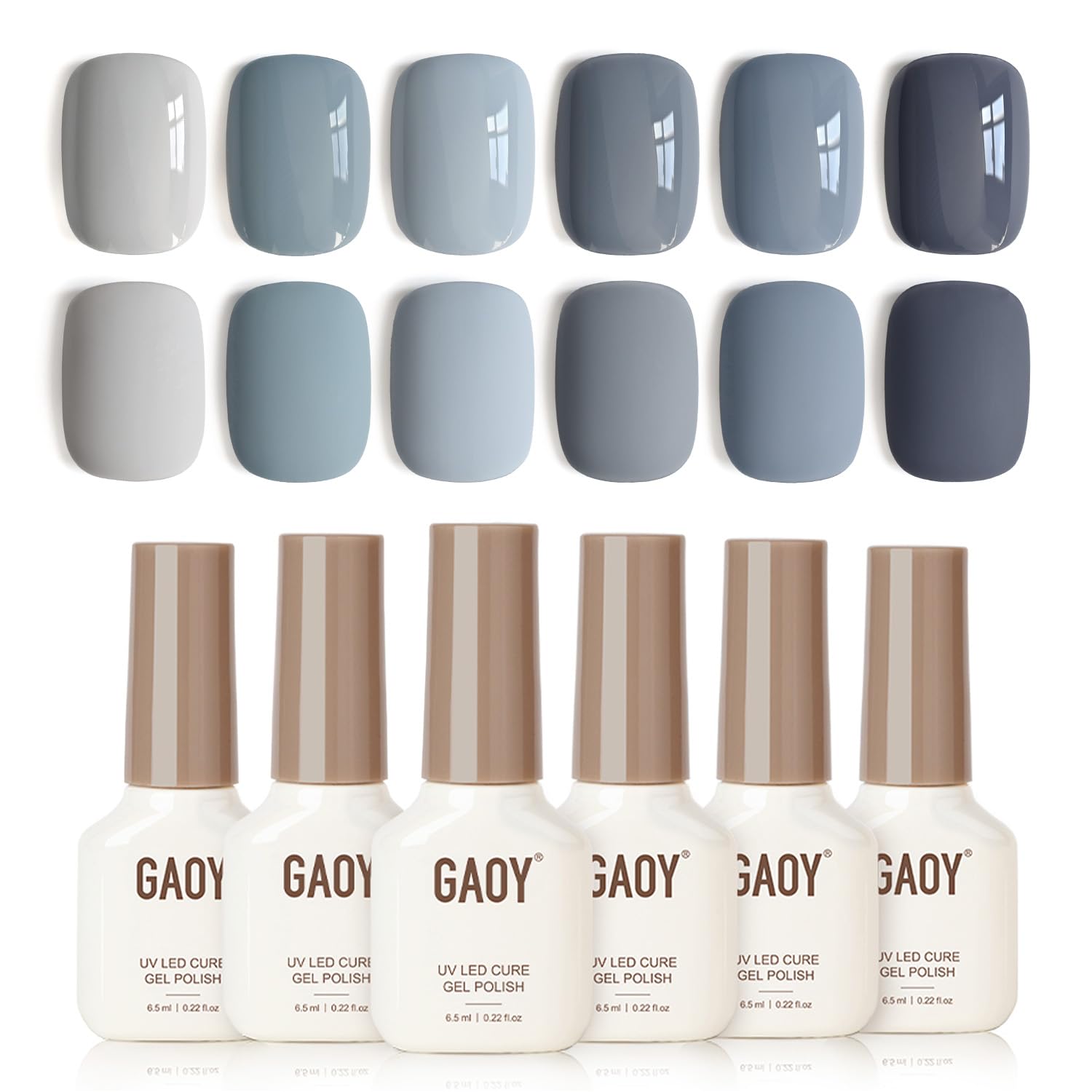 GAOY Blue Ashes Gel Nail Polish – 6-Color DIY Gel Set for Home and Salon