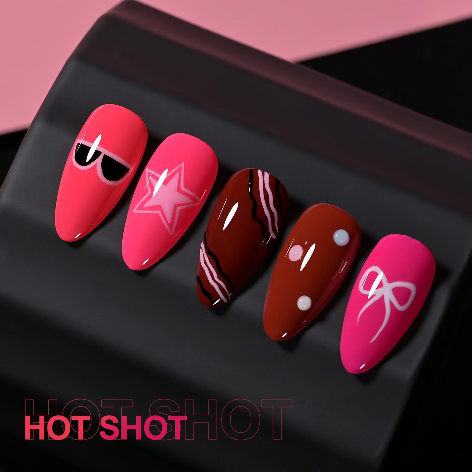 GAOY Red Hot Pink Gel Nail Polish Set – 6 Neon Colors, Soak Off, UV Light Cure | Salon & Home DIY
