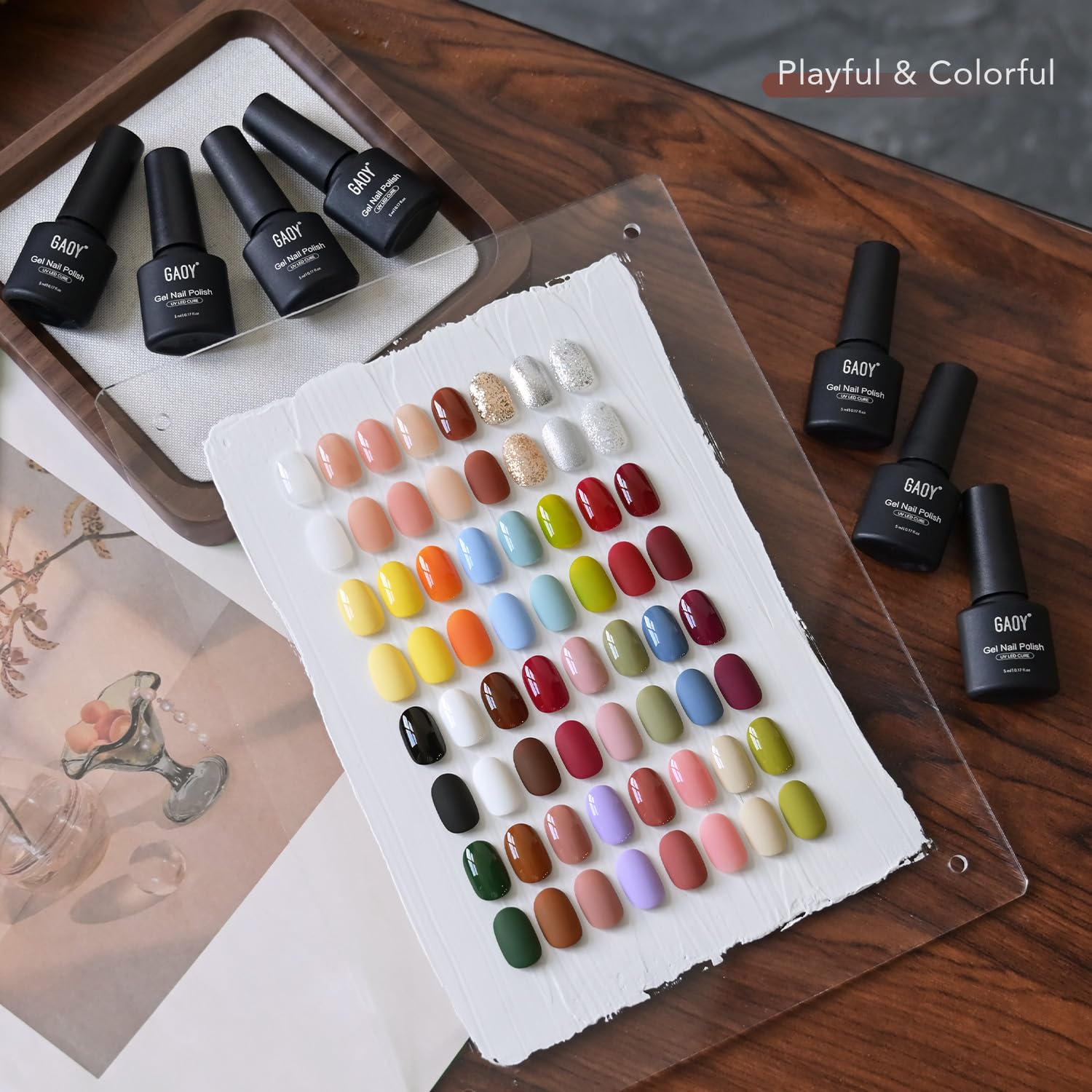 GAOY 36 Pcs Gel Nail Polish Set – 32 Colors All-Season Kit with Base Coat, Top Coats & Builder Gel