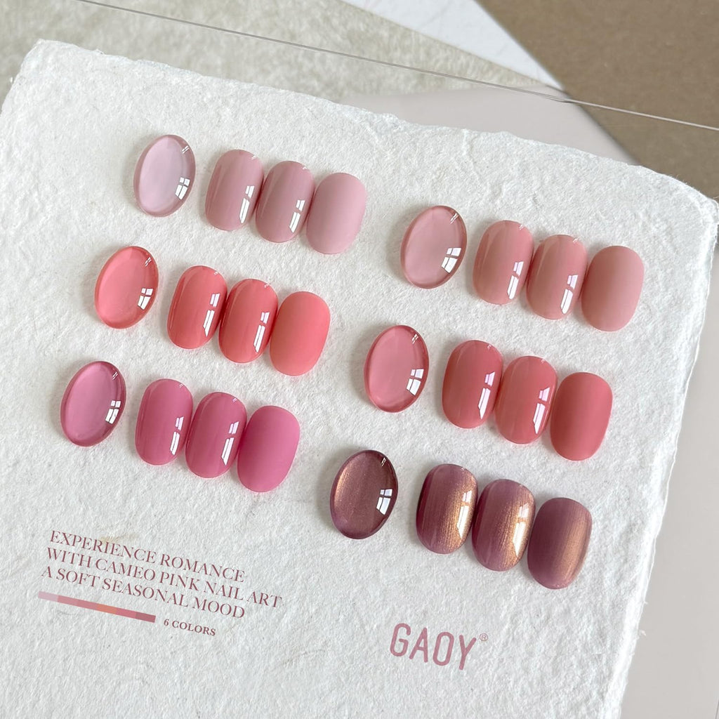 GAOY Cameo Pink Gel Nail Polish Set — 6 Colors, UV Cure for DIY Manicures