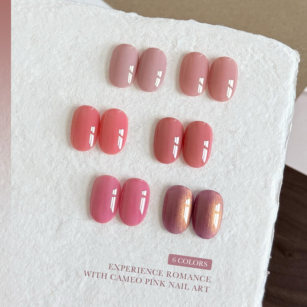 GAOY Cameo Pink Gel Nail Polish Set — 6 Colors, UV Cure for DIY Manicures