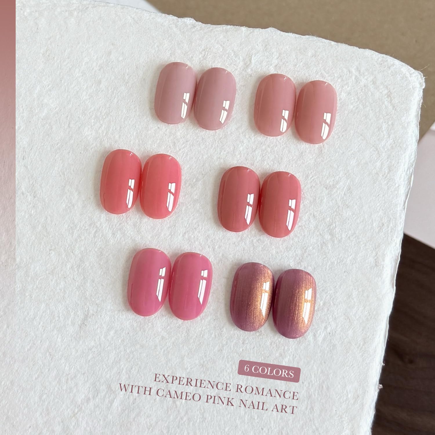 GAOY Cameo Pink Gel Nail Polish Set — 6 Colors, UV Cure for DIY Manicures