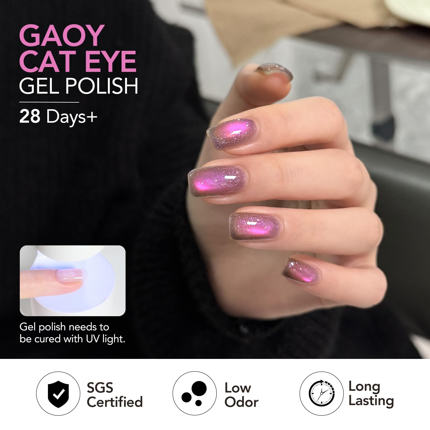 GAOY Cat Eye Gel Nail Polish Set – 6 Colors with Magnet | Aurora Reverie