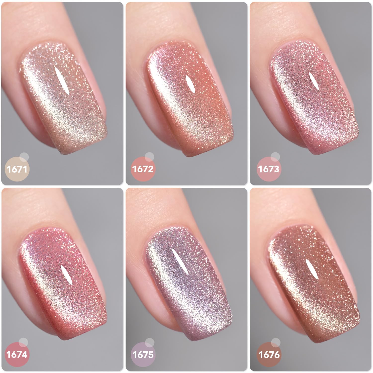 GAOY Pink Ocean Cat Eye Gel Nail Polish Set with Magnet – Holographic Cat Eye, At-Home Salon Gel Manicure