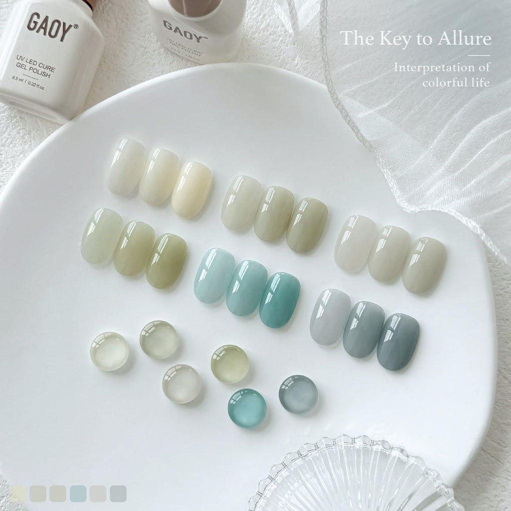 GAOY Coastal Breeze Jelly Gel Nail Polish Kit – 6 Soft Summer Colors