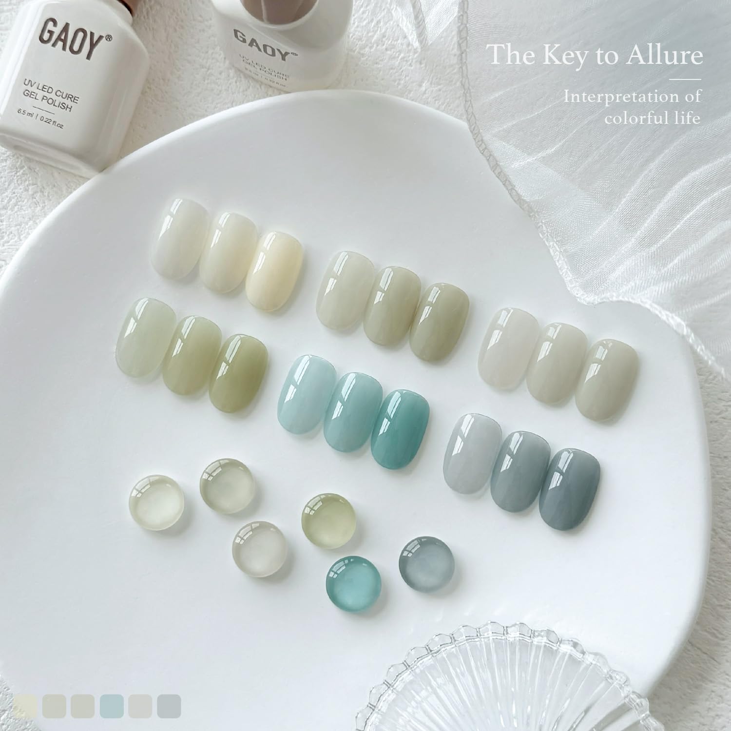 GAOY Coastal Breeze Jelly Gel Nail Polish Kit – 6 Soft Summer Colors