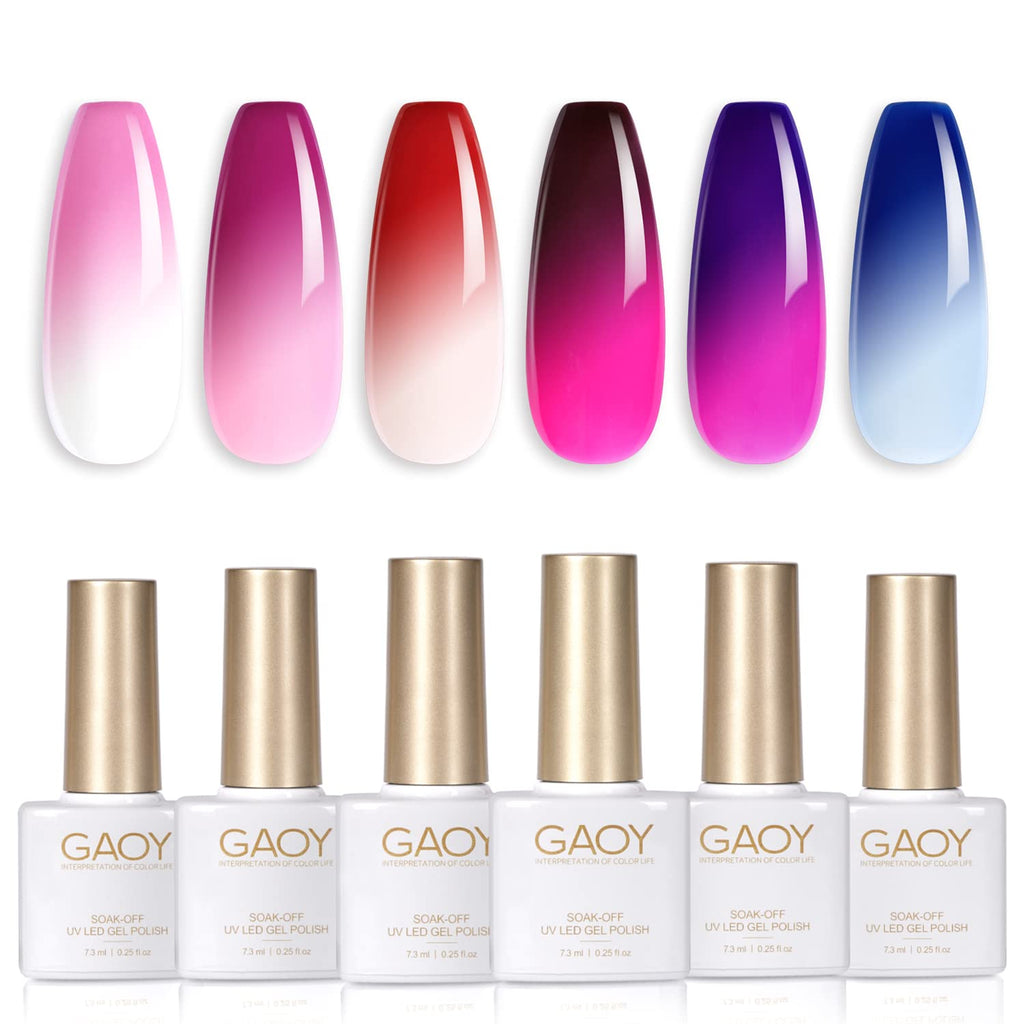 GAOY Color Changing Gel Nail Polish Set – Mood-Changing 6-Color UV Cure