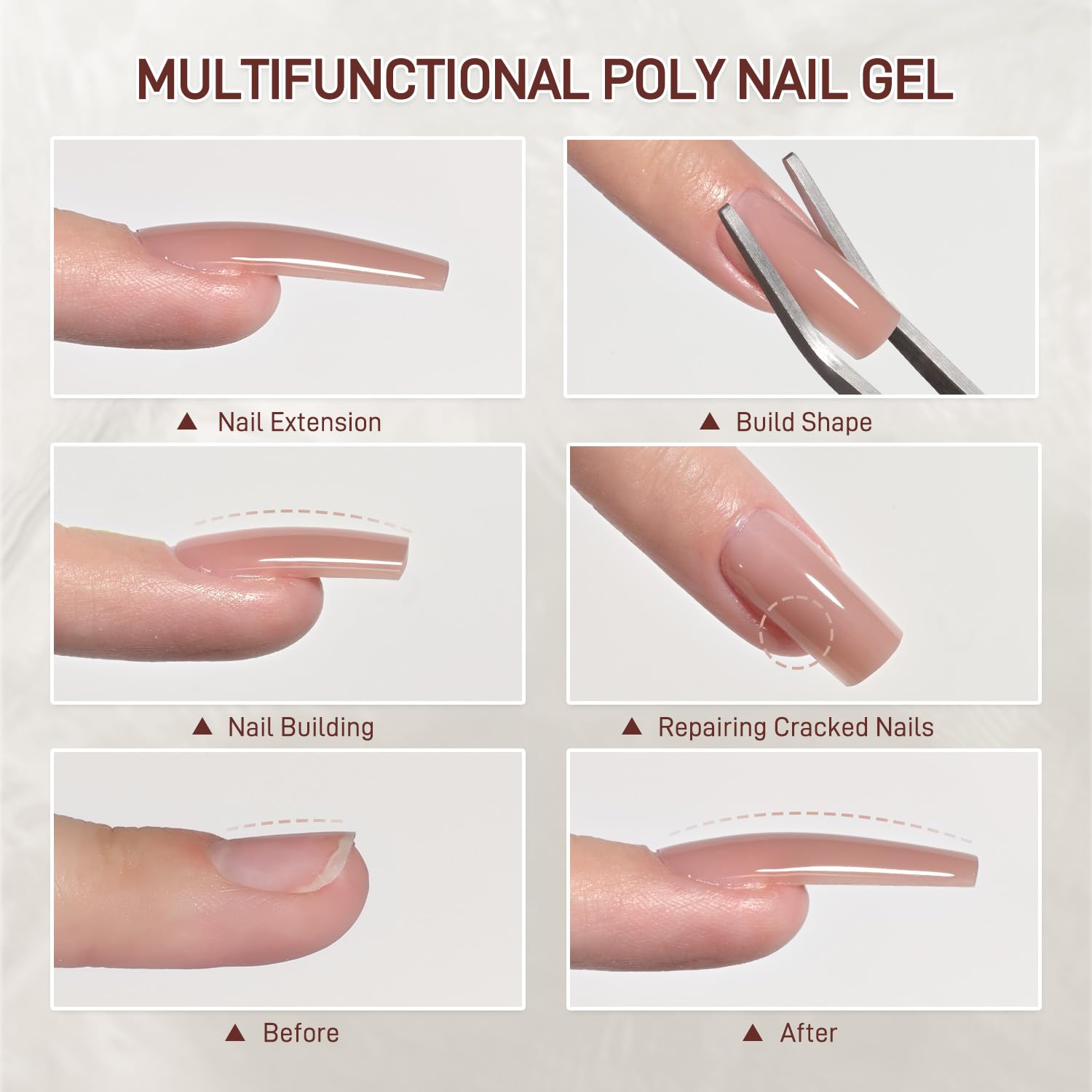 GAOY Crystal Poly Gel 60g Nude 03 – Nail Extension Builder Gel for Beginner & Pro