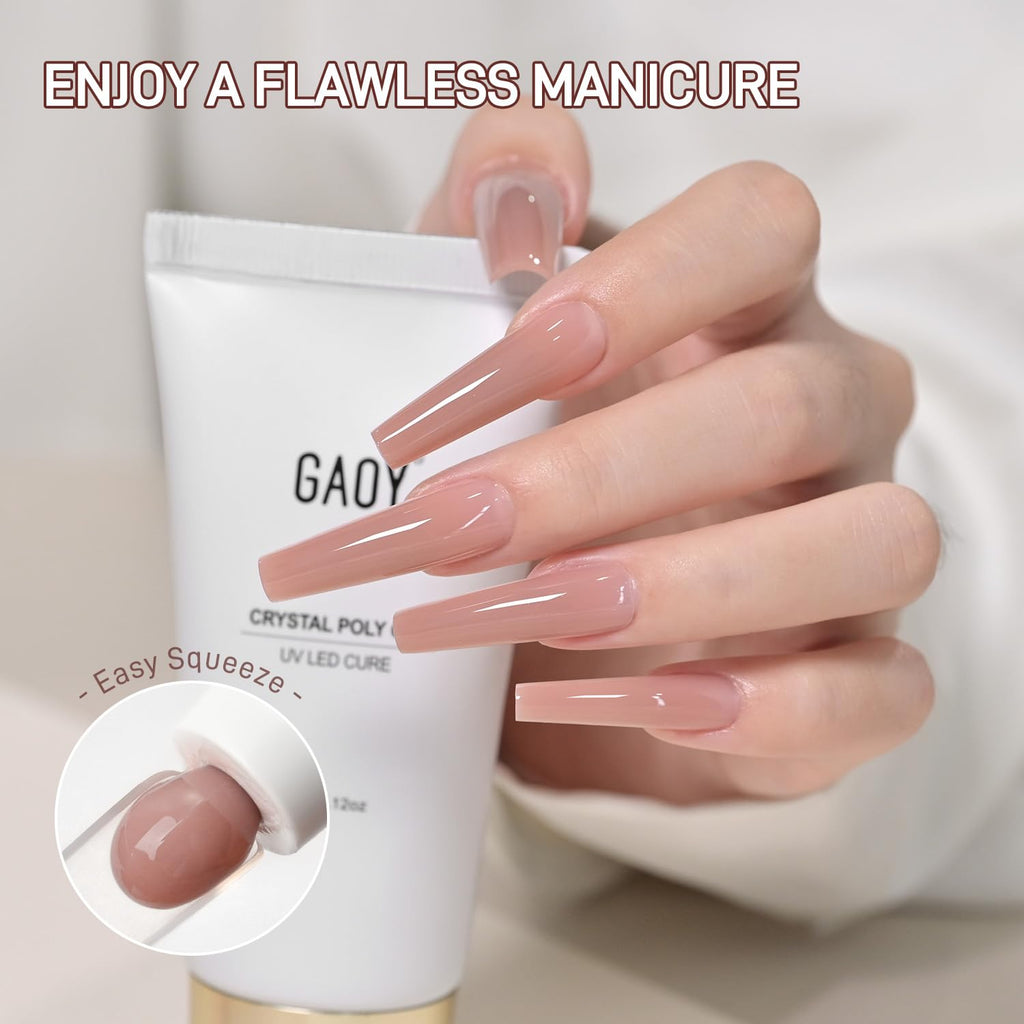 GAOY Crystal Poly Gel 60g Nude 03 – Nail Extension Builder Gel for Beginner & Pro