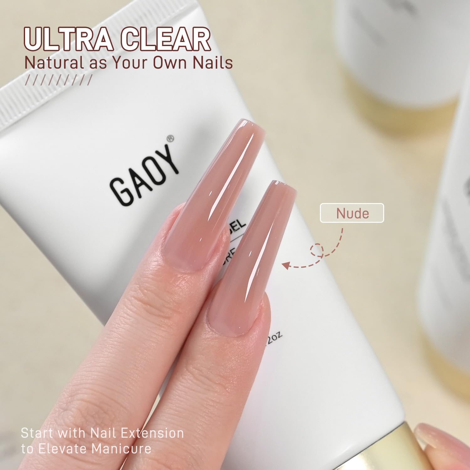 GAOY Crystal Poly Gel 60g Nude 03 – Nail Extension Builder Gel for Beginner & Pro