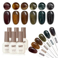 GAOY Dark Gel Nail Polish Set – 6 Milky Jelly Colors (Brown, Green, Black) for Salon or Home Manicures