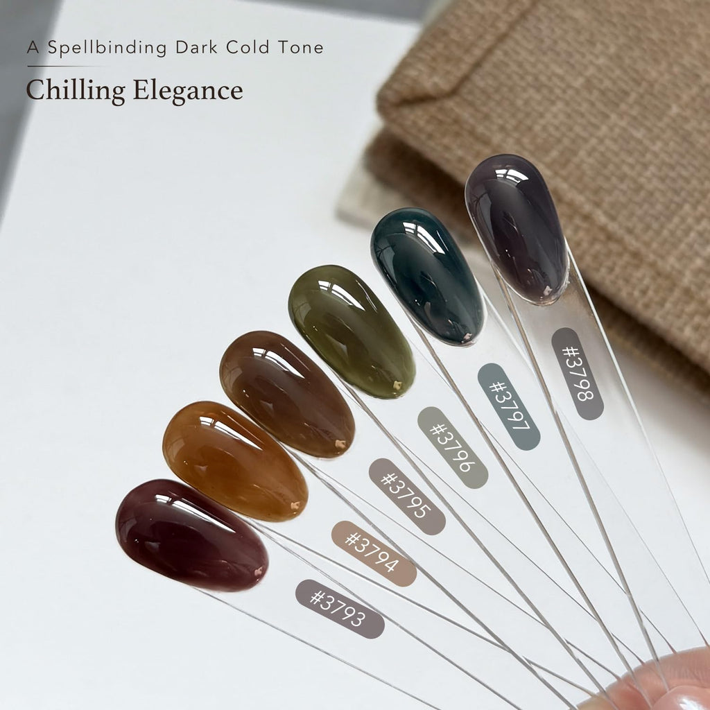 GAOY Dark Gel Nail Polish Set – 6 Milky Jelly Colors (Brown, Green, Black) for Salon or Home Manicures