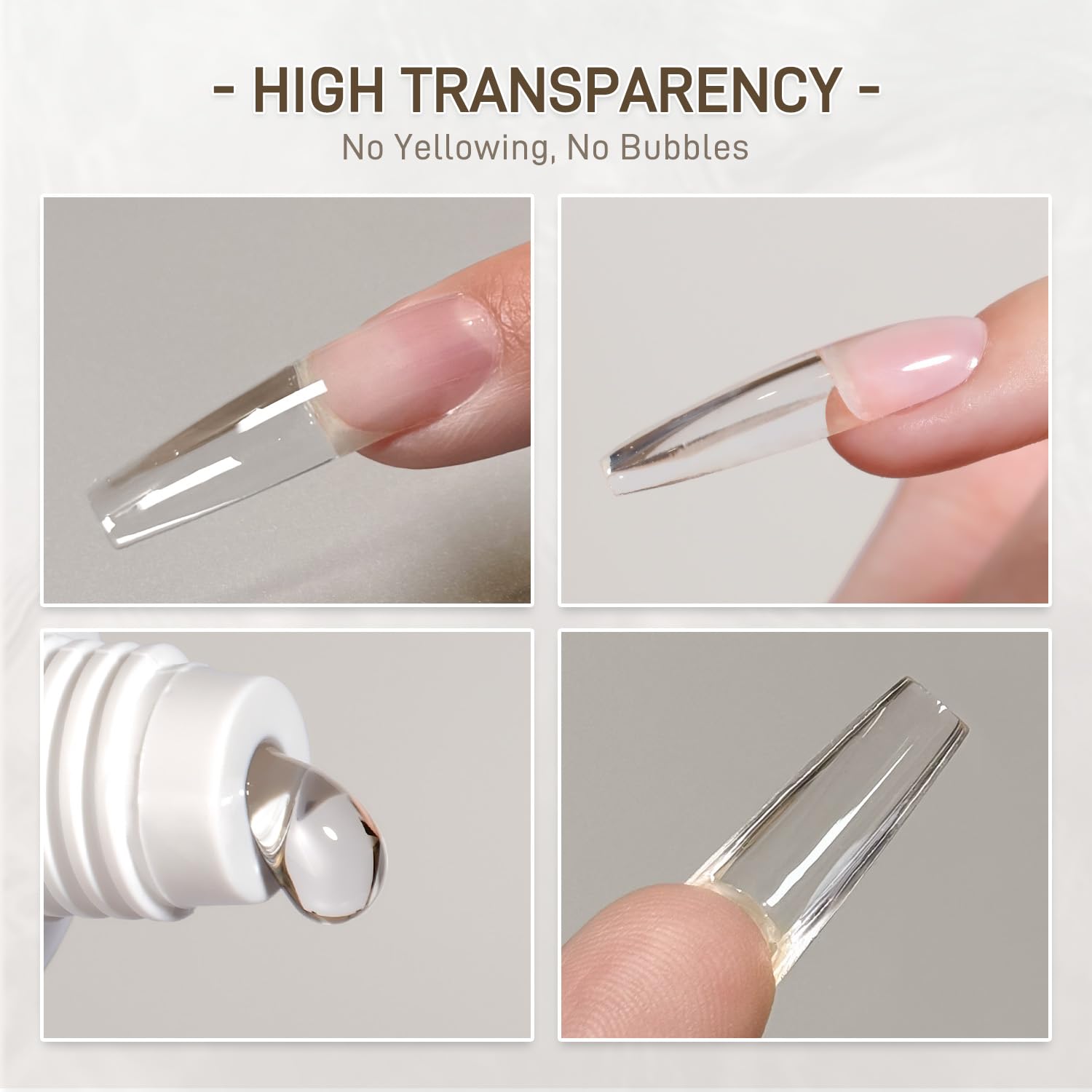 GAOY Ultra-Clear Crystal Poly Gel 60g – Clear Nail Extension Builder for Home & Salon