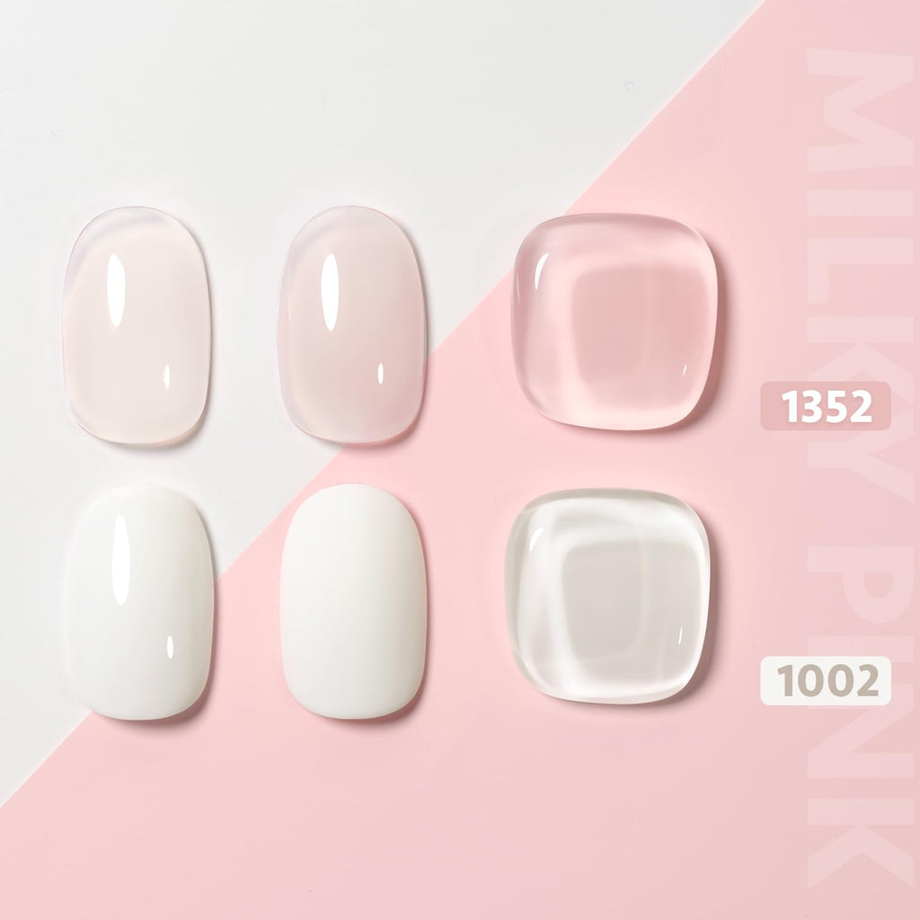 GAOY French Manicure Kit: Nail Stamper & 2 Gel Polishes for Nude Milky Pink and White Tips