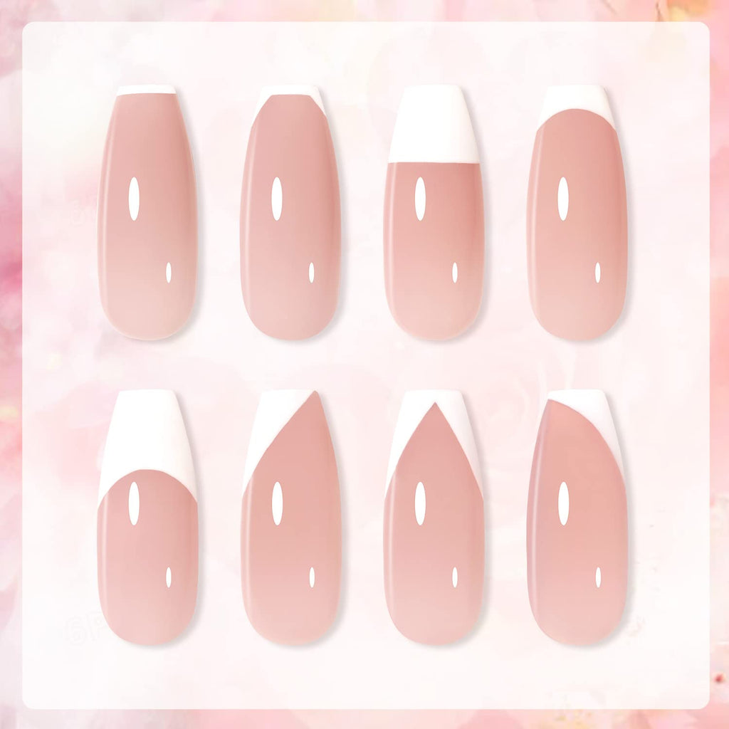 GAOY French Manicure Kit – Nail Stamper & 2 Gel Polishes (Nude & White) UV LED Cure