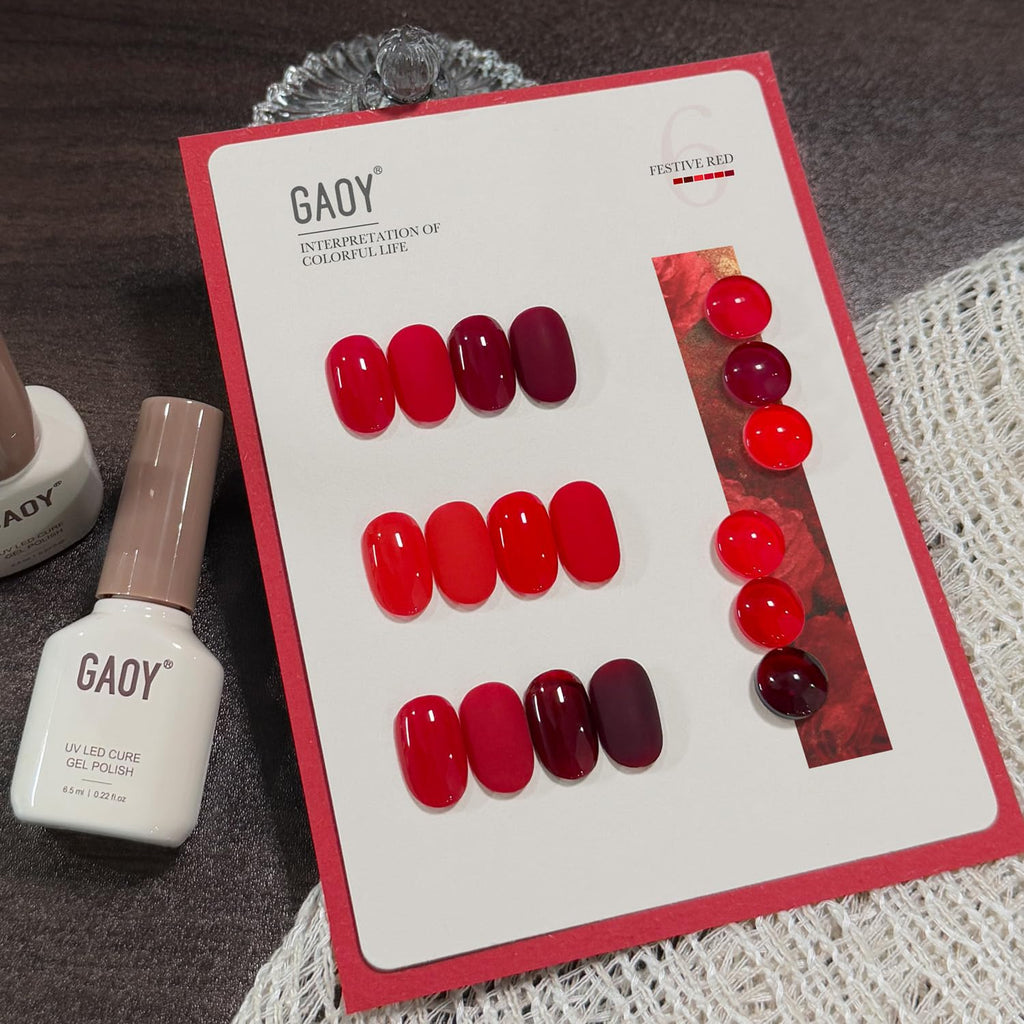 GAOY Festive Red Gel Nail Polish — 6-Color Red Gel Set for DIY Manicure at Home & Salon