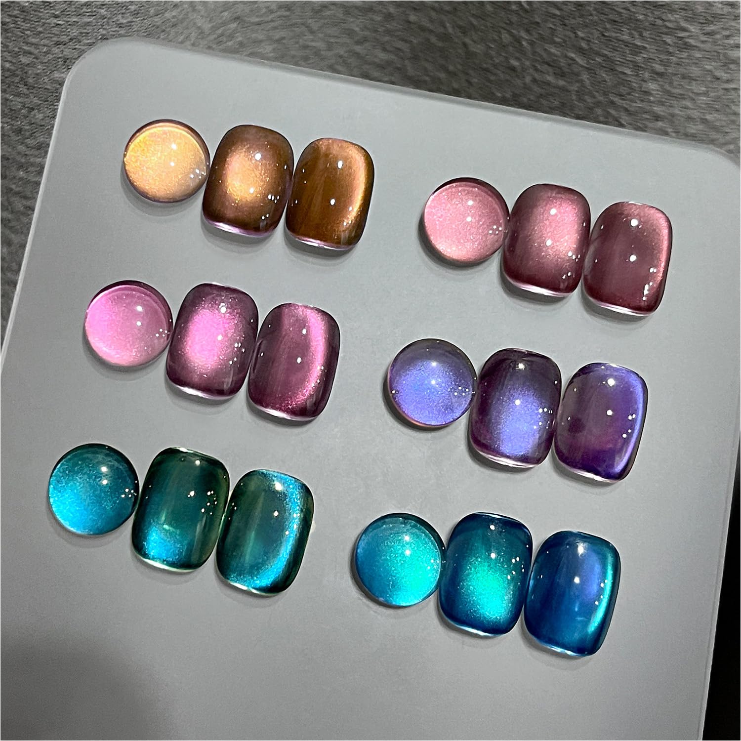 GAOY Glitter Cat Eye Gel Nail Polish Set with Magnet | Colorful Galaxy Holographic Nails