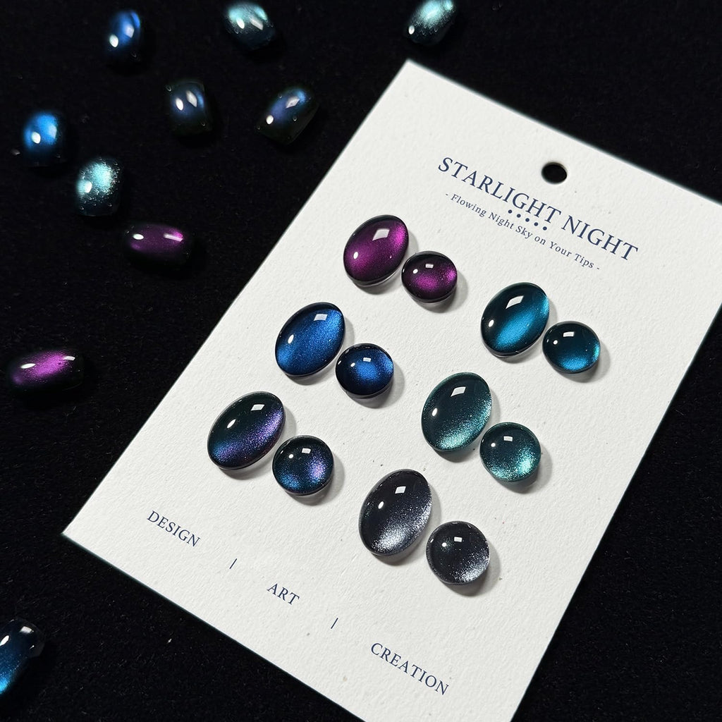 GAOY Glitter Cat Eye Gel Nail Polish Set with Magnet – 6 Colors, Long-Lasting Shine