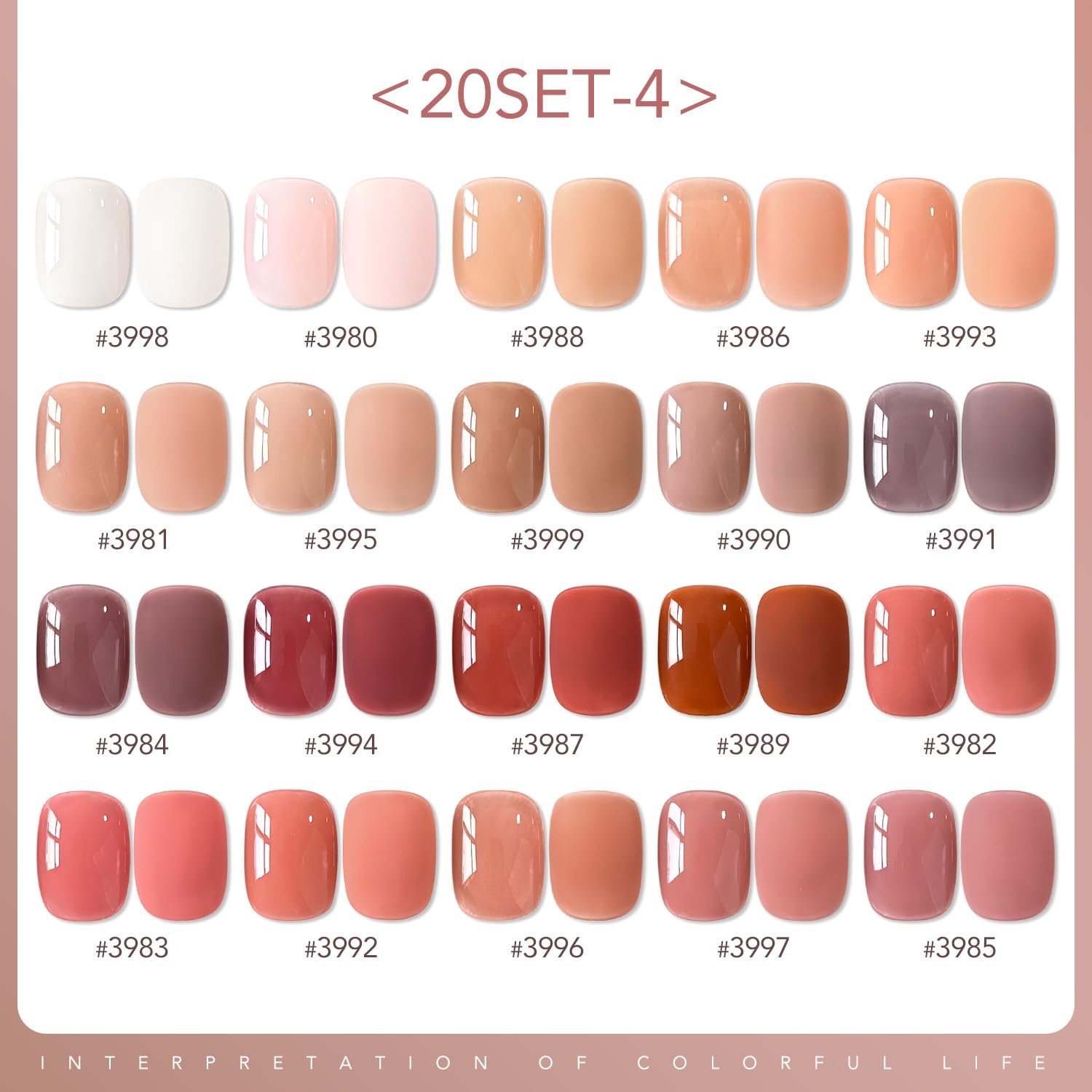 GAOY 23-Piece Gel Nail Polish Set – 20 Jelly Colors + Base & Top Coats for Home Manicure