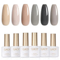 GAOY Gray Gel Nail Polish Set - 6 Nude Brown Beige Colors, UV Light Cure