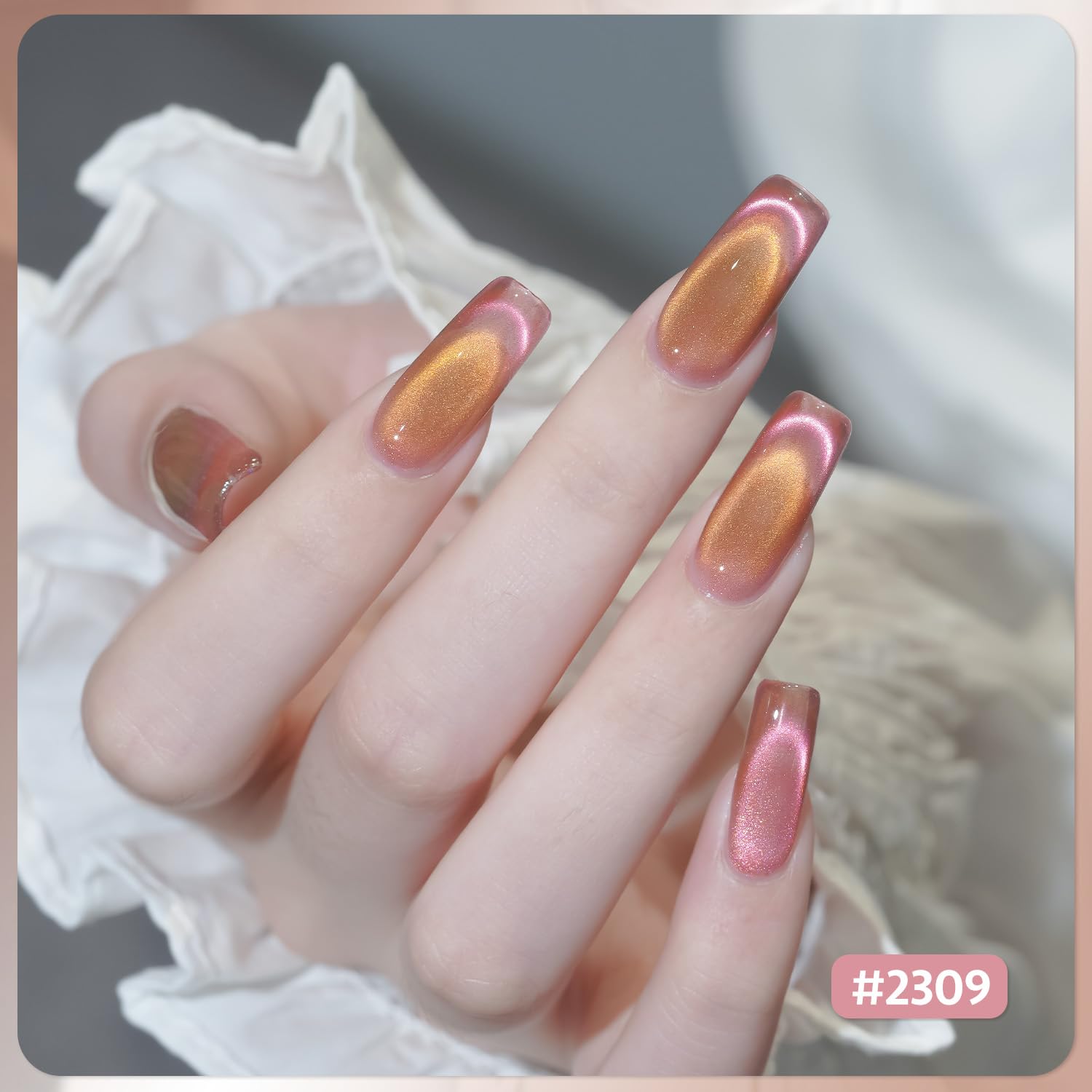 GAOY Cat Eye Gel Nail Polish Set with Magnet | Pink Green Glitter Holographic Cat Eye | DIY Salon-Quality at Home