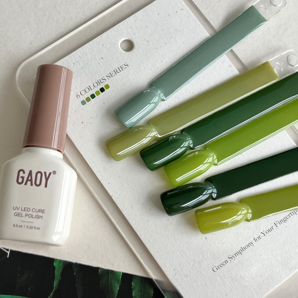 GAOY Jade Green Gel Nail Polish Set – Mint, Moss & Emerald Gemstone Shades for Nail Art