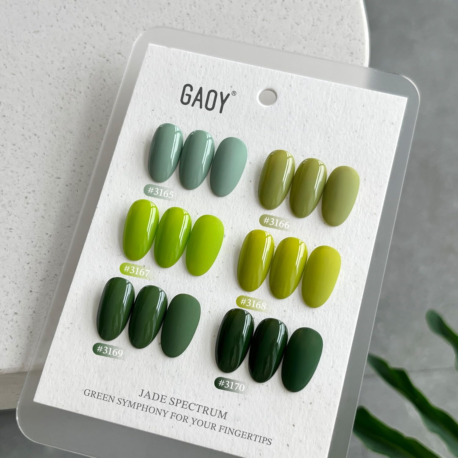 GAOY Jade Green Gel Nail Polish Set – Mint, Moss & Emerald Gemstone Shades for Nail Art