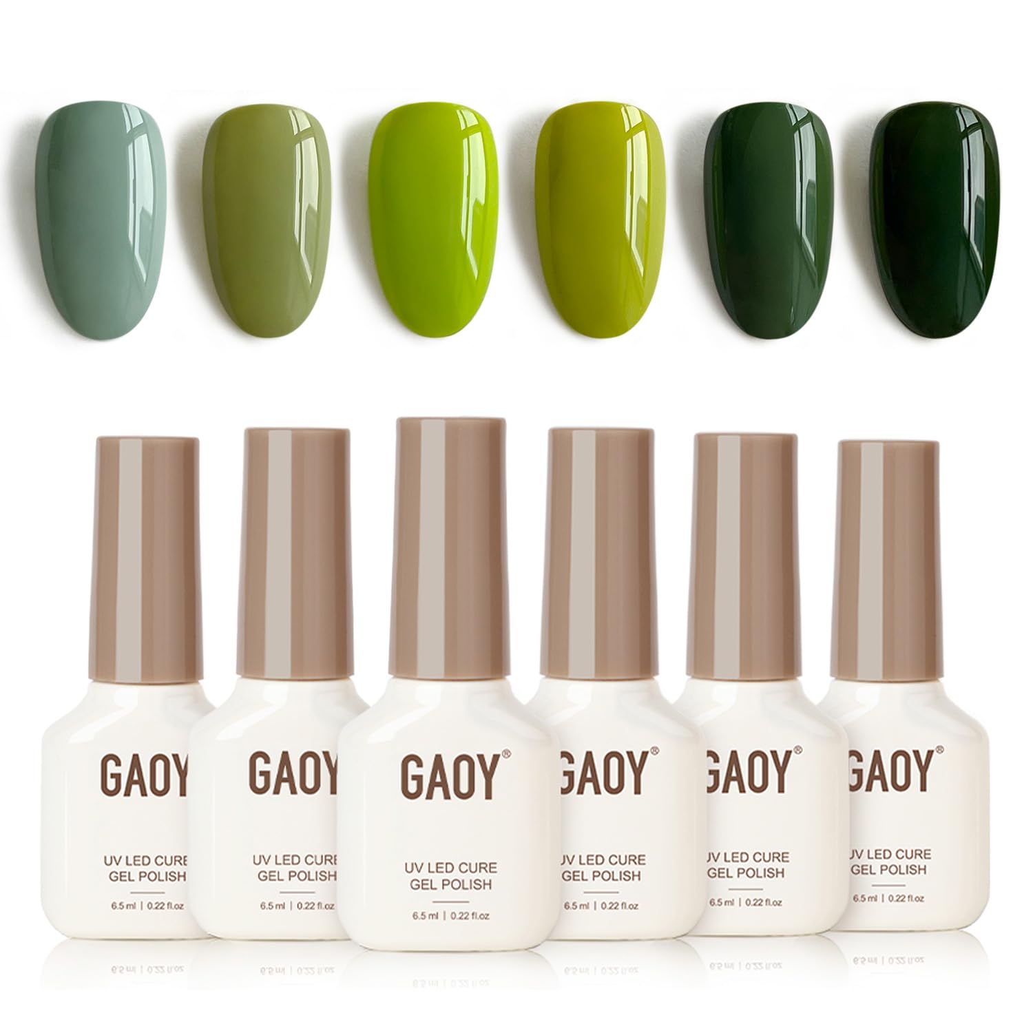GAOY Jade Green Gel Nail Polish Set – Mint, Moss & Emerald Gemstone Shades for Nail Art