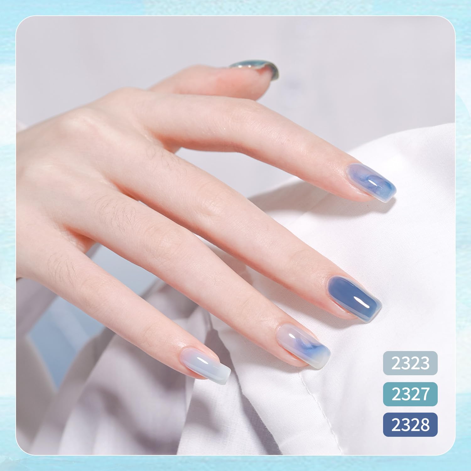 GAOY Jelly Blue Gel Nail Polish Set – 6 Transparent Colors, UV Curing for At-Home Nail Art