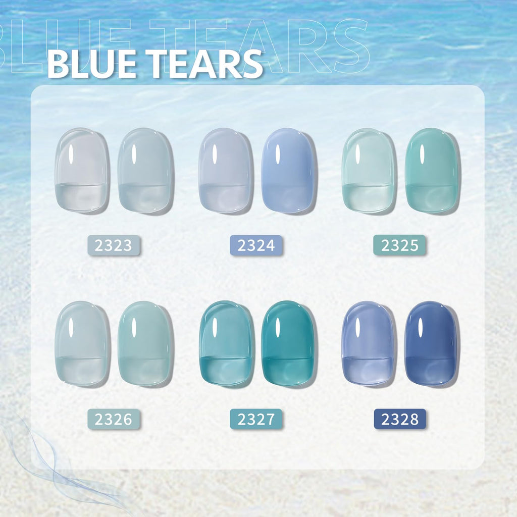 GAOY Jelly Blue Gel Nail Polish Set – 6 Transparent Colors, UV Curing for At-Home Nail Art