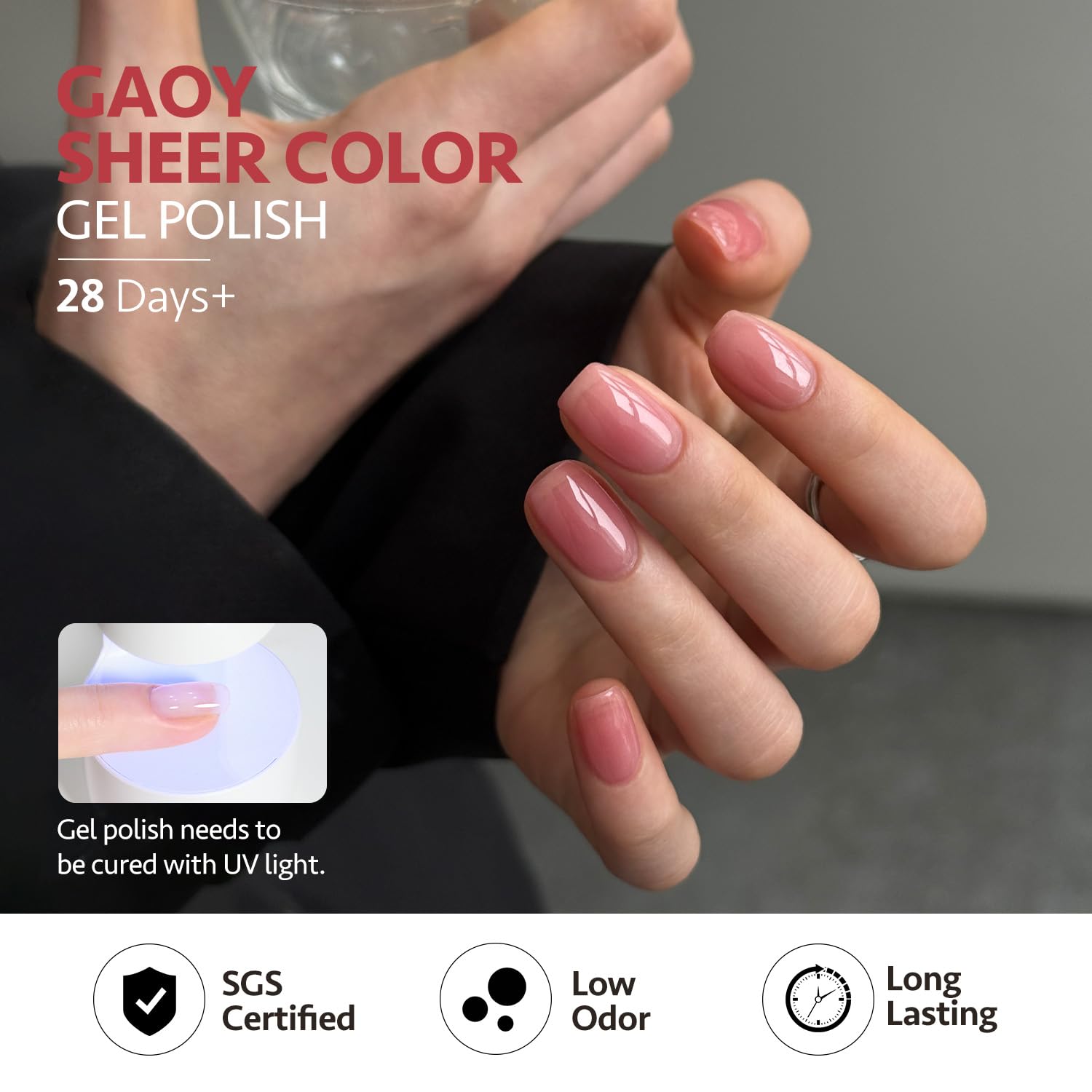 GAOY Jelly Gel Nail Polish Kit – 6 Sheer Colors for Home Manicure & Nail Art