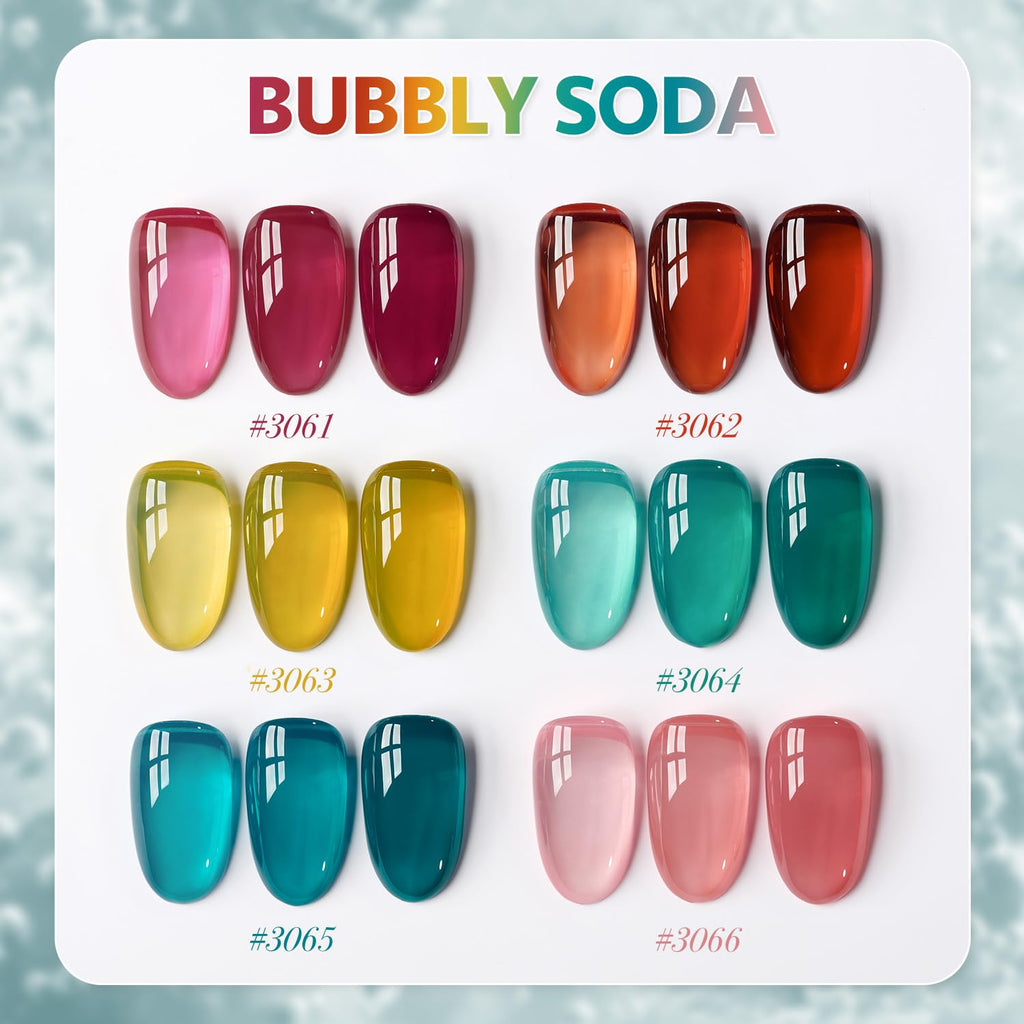 GAOY Jelly Gel Nail Polish Kit – 6 Sheer Colors for Home Manicure & Nail Art