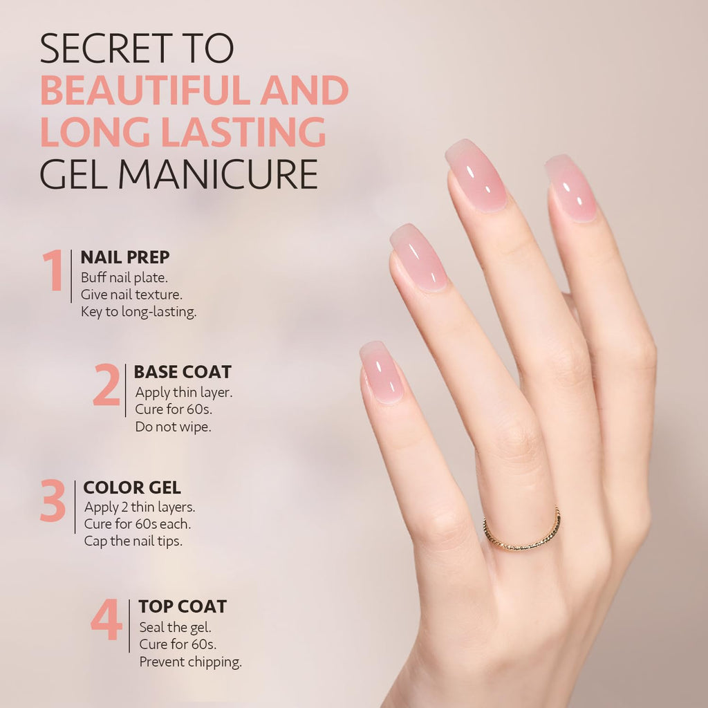 GAOY Jelly Gel Nail Polish Set — 6 Buildable Colors for Home Manicure