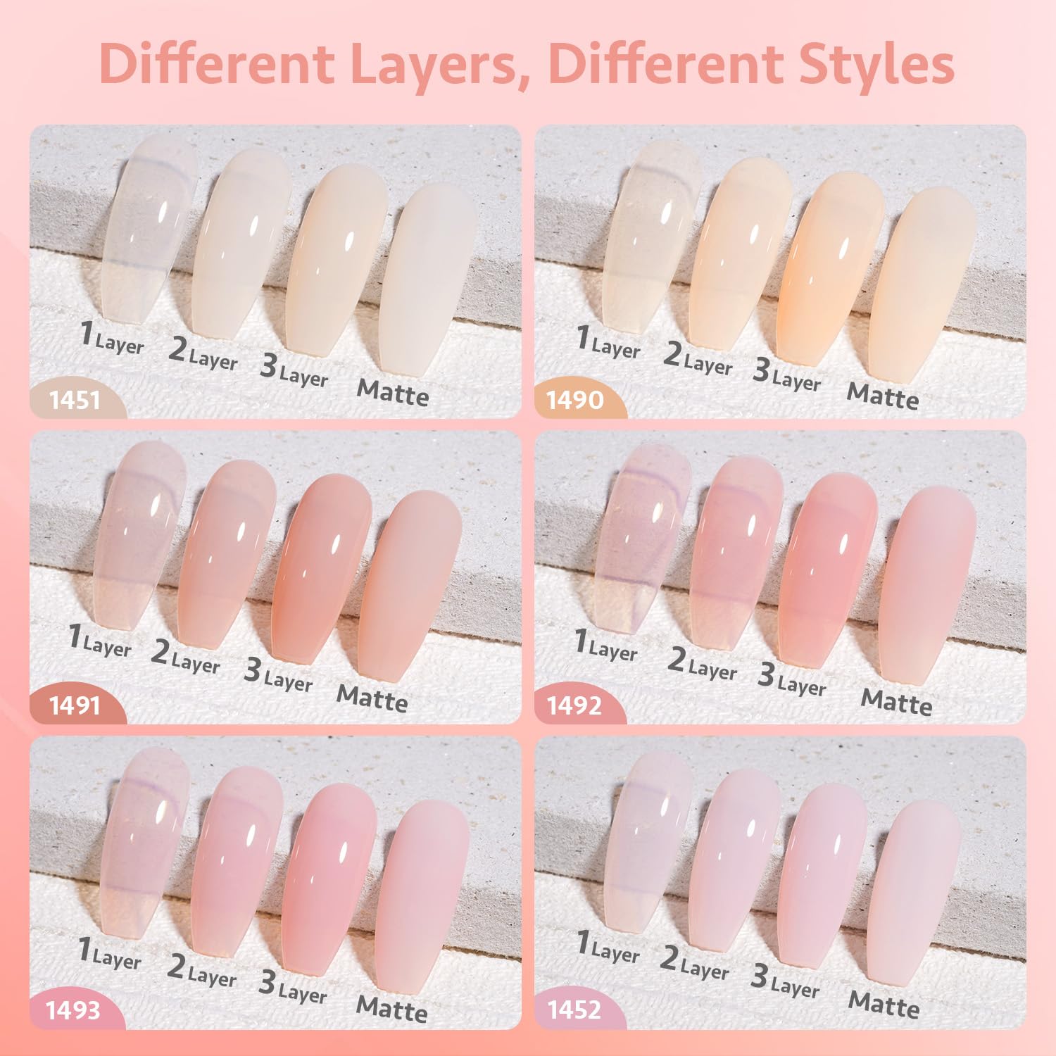GAOY Jelly Gel Nail Polish Set — 6 Buildable Colors for Home Manicure