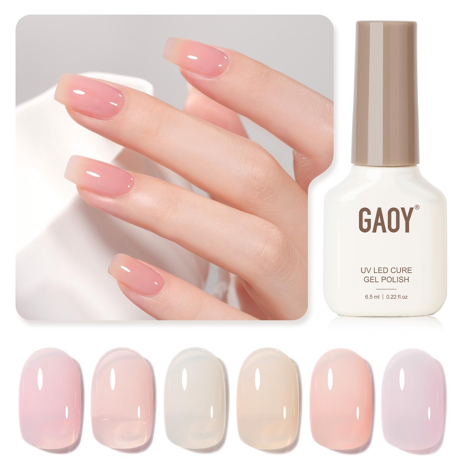 GAOY Jelly Gel Nail Polish Set — 6 Buildable Colors for Home Manicure