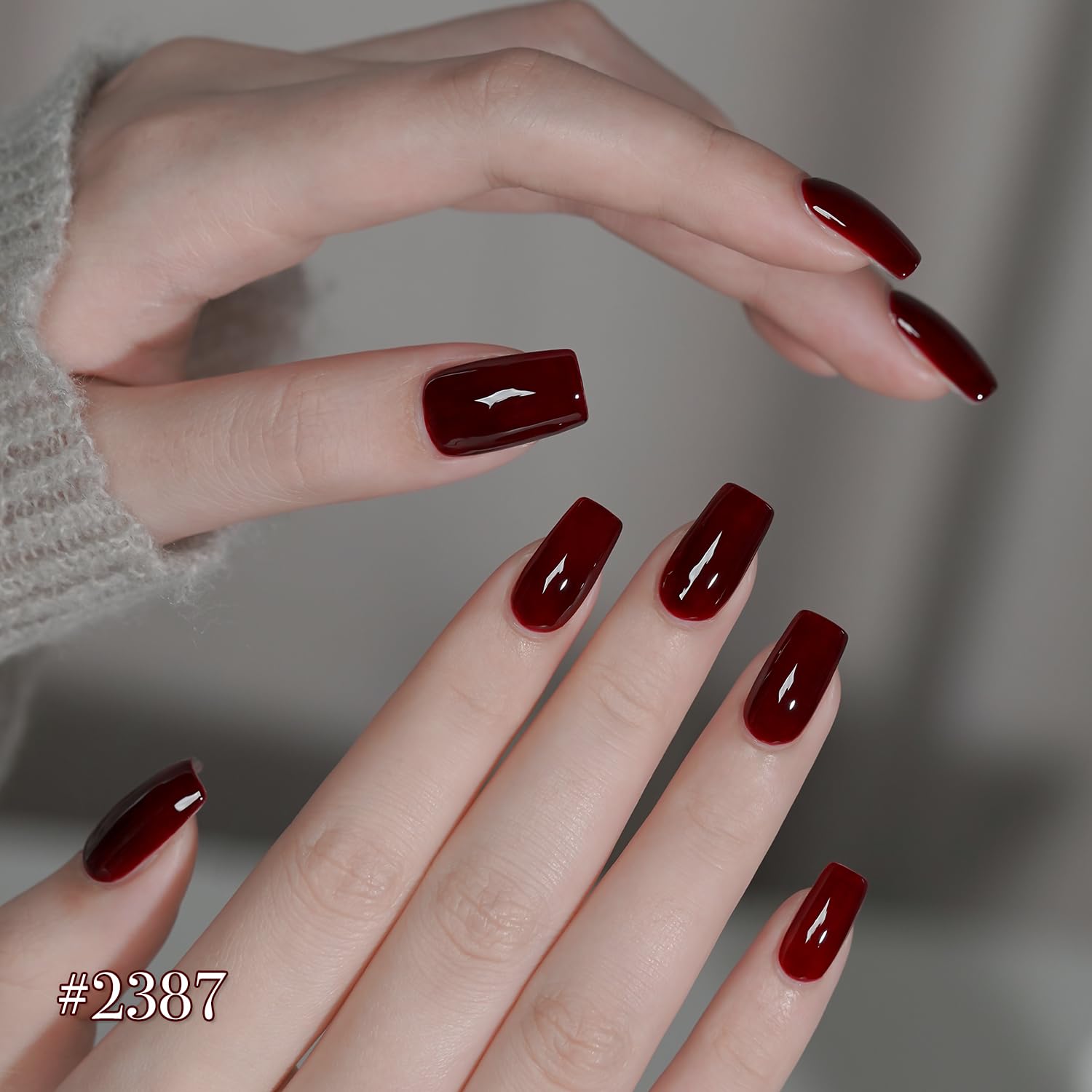 GAOY Red Gel Nail Polish Set — 6 Burgundy Cherry Jelly Glitter Colors, UV Cure Gel for DIY Manicure at Home