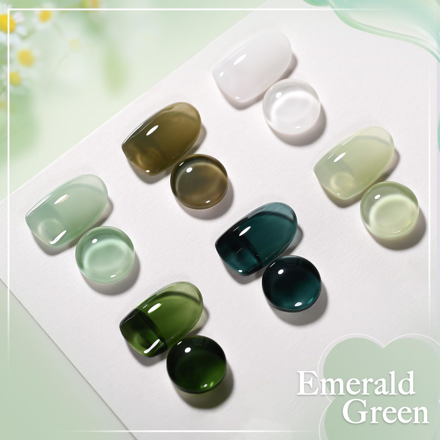 GAOY Jelly Green Gel Nail Polish Set – 6 Sheer-to-Opaque UV-Cure Colors (0.22 fl oz each) for At-Home Nail Art