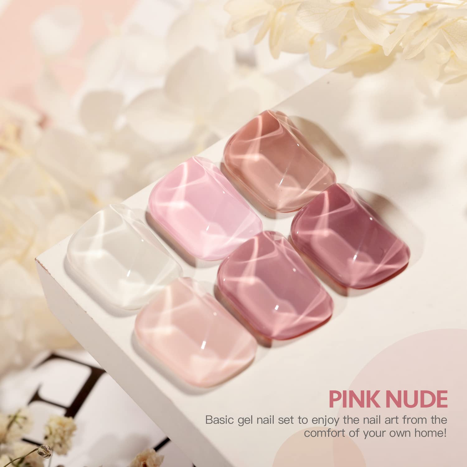 GAOY Pink Nude Gel Nail Polish Set – 6 Neutral Jelly Shades for Salon & Home