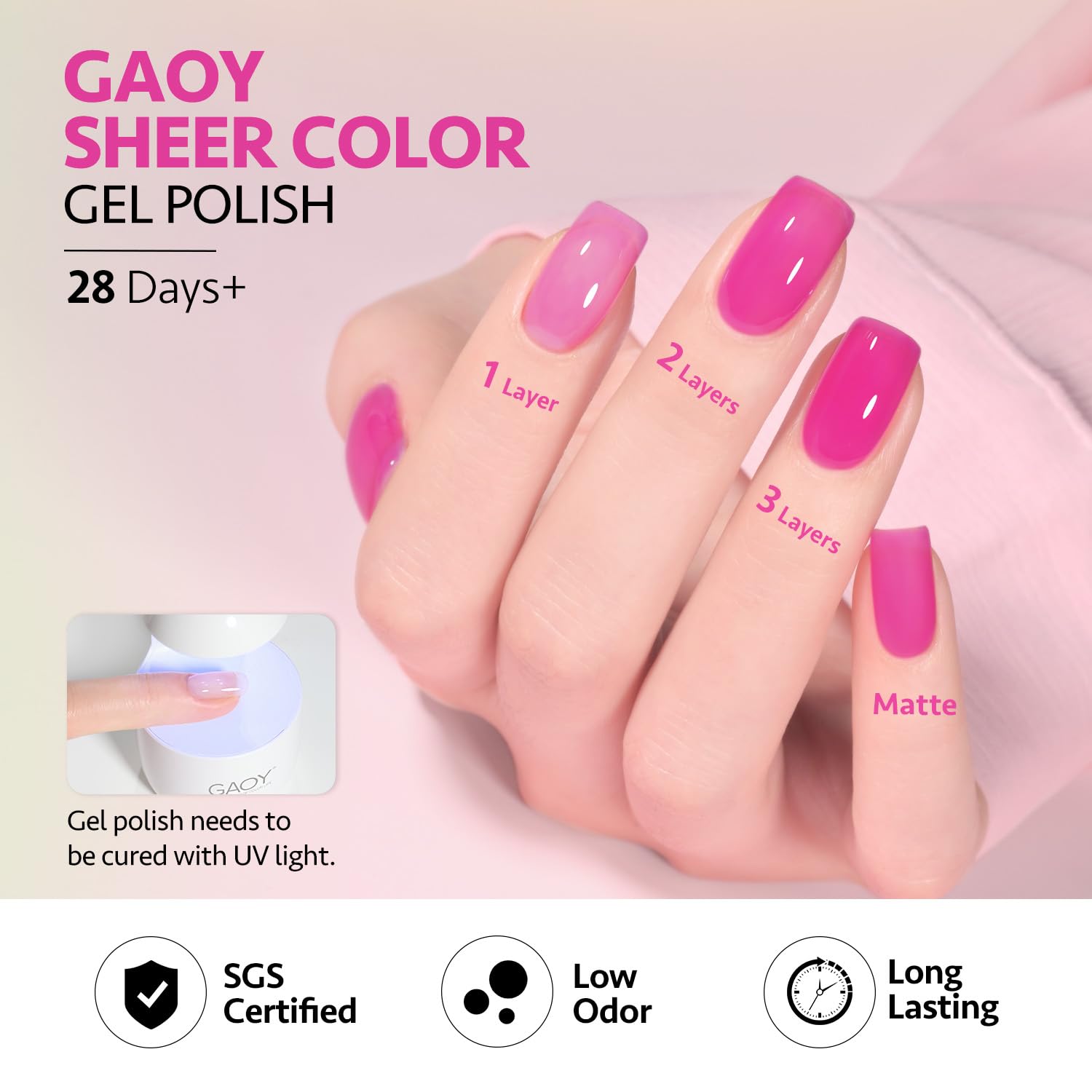 GAOY Jelly Neon Gel Nail Polish Set – 6 Transparent Summer Colors (Soak Off UV)