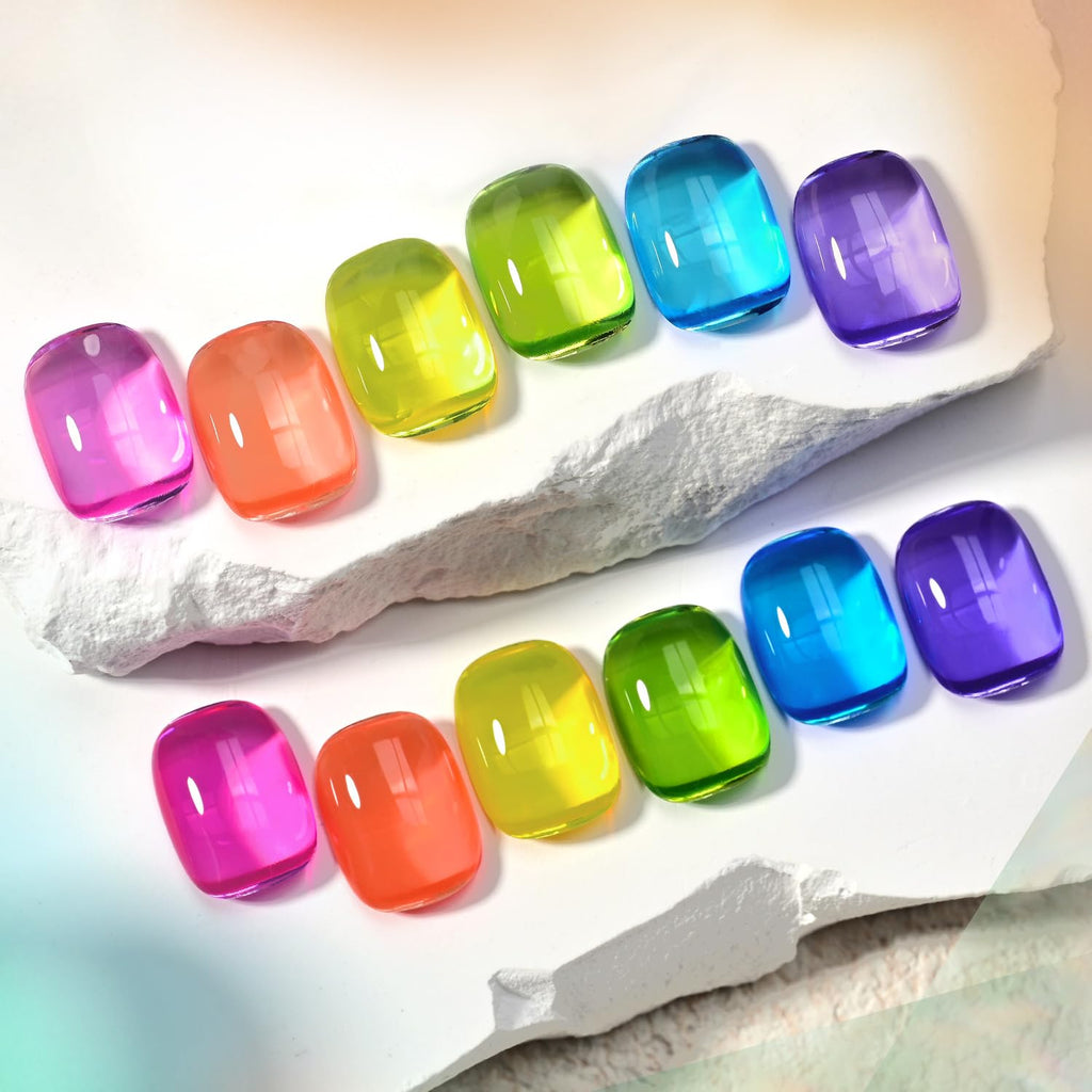 GAOY Jelly Neon Gel Nail Polish Set – 6 Transparent Summer Colors (Soak Off UV)
