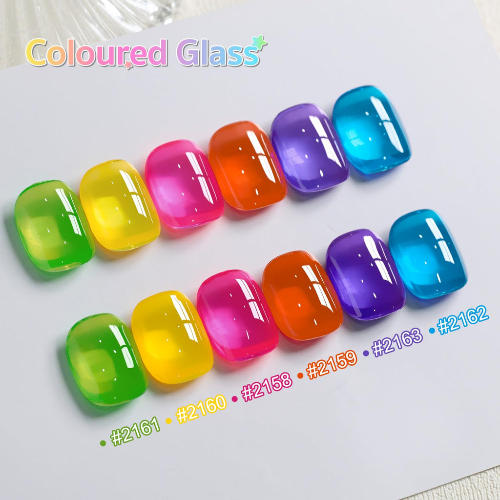GAOY Jelly Neon Gel Nail Polish Set – 6 Transparent Summer Colors (Soak Off UV)