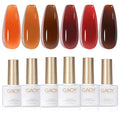 GAOY Jelly Tortoise Brown Gel Nail Polish Set – 6 Transparent Colors, UV Light Cure, Soak-Off, DIY at Home