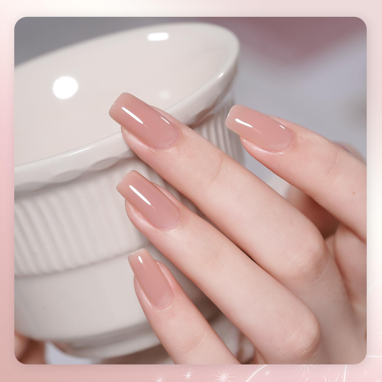 GAOY Jelly UV Gel Nail Polish Kit – 6 Sheer Nude Pink Gray Colors for At-Home Manicures
